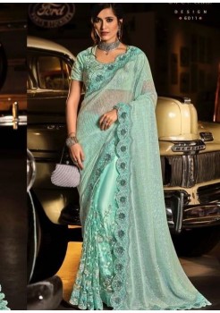 Green Color Designer Net Saree